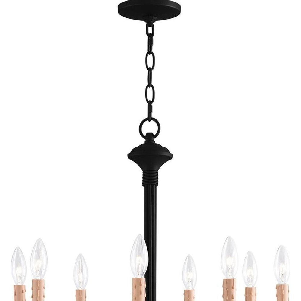 Black Eight Light Dimmable Chandelier With Shades