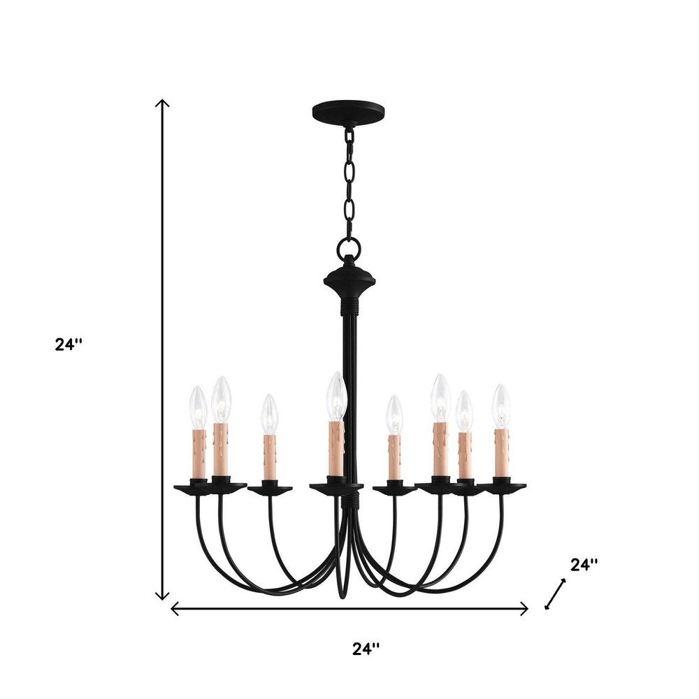 Black Eight Light Metal Dimmable Chandelier With Shades