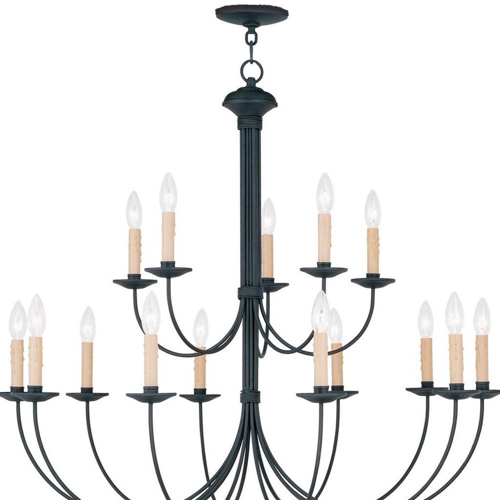 Black Multi Light Dimmable Chandelier With Shades
