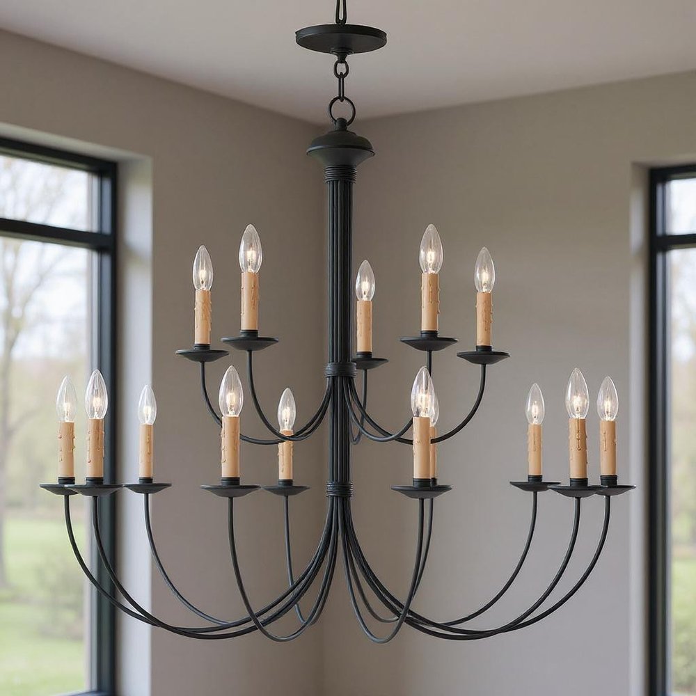Black Multi Light Dimmable Chandelier With Shades