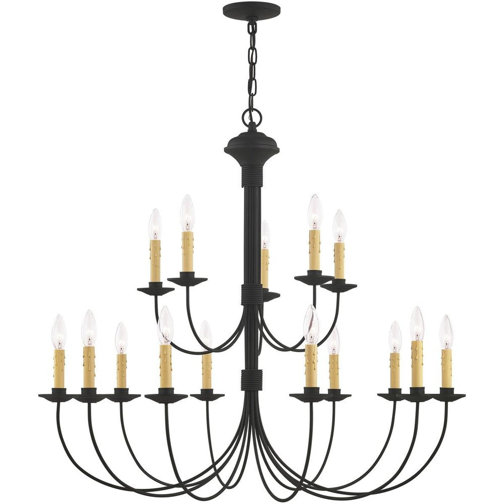 Black Multi Light Metal Dimmable Chandelier With Shades