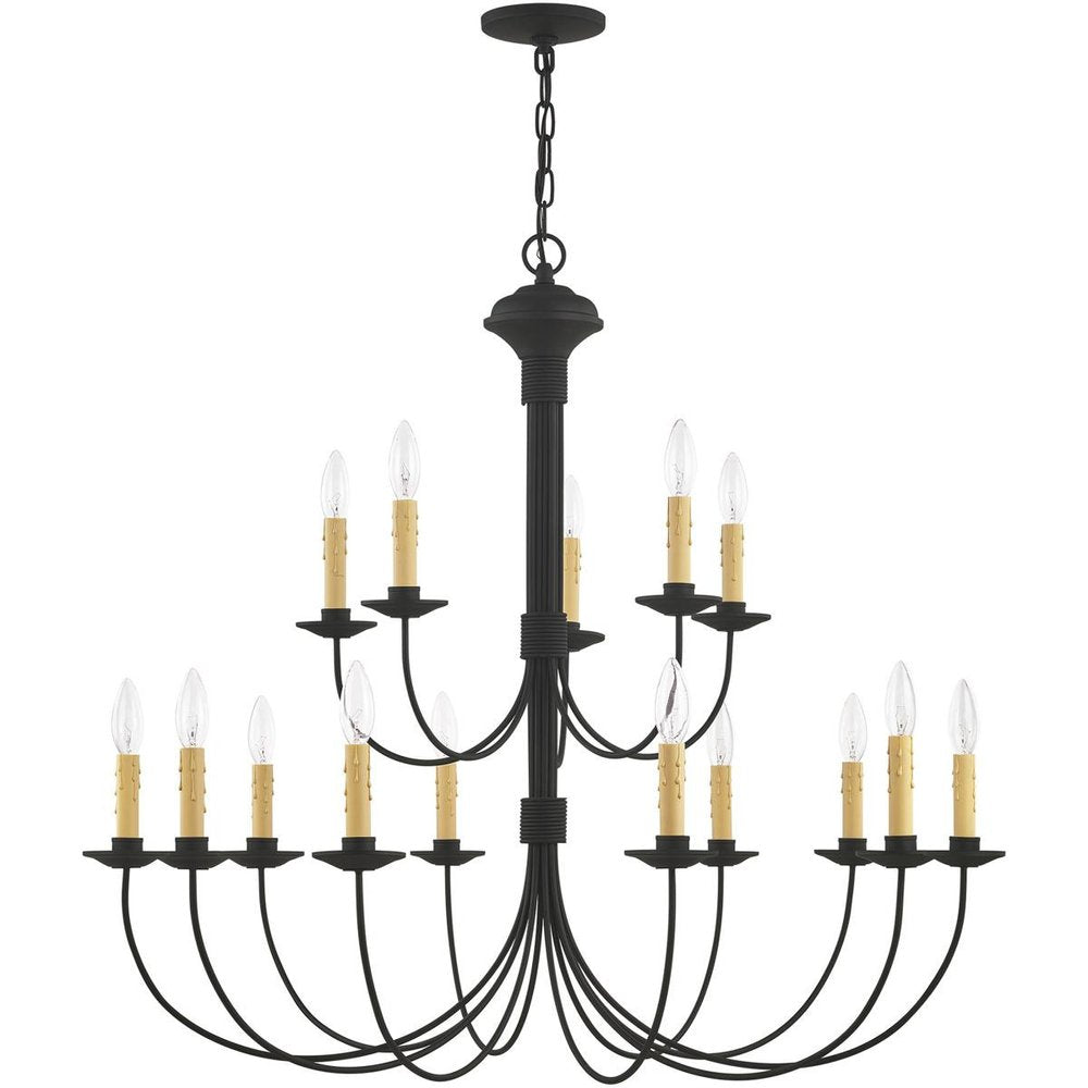 Black Multi Light Metal Dimmable Chandelier With Shades