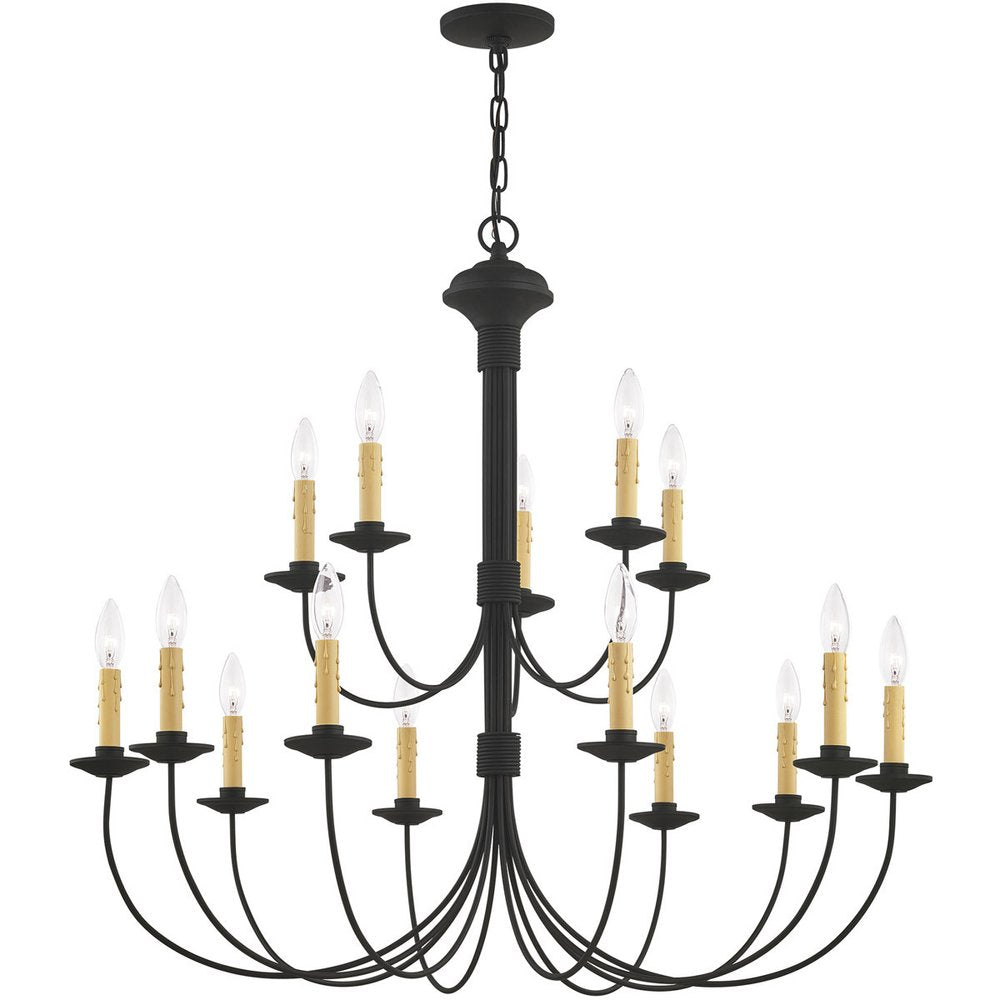 Black Multi Light Metal Dimmable Chandelier With Shades