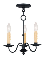 Black Three Light Dimmable Chandelier With Shades