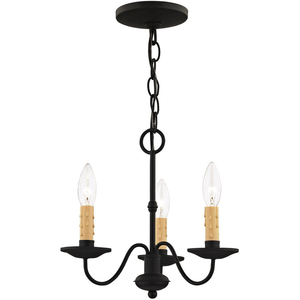 Black Three Light Metal Dimmable Chandelier With Shades