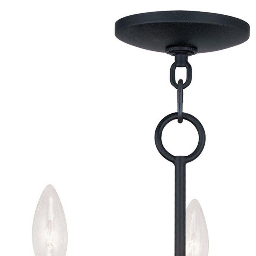 Black Three Light Metal Dimmable Chandelier With Shades