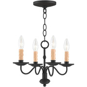 Black Four Light Metal Dimmable Chandelier With Shades