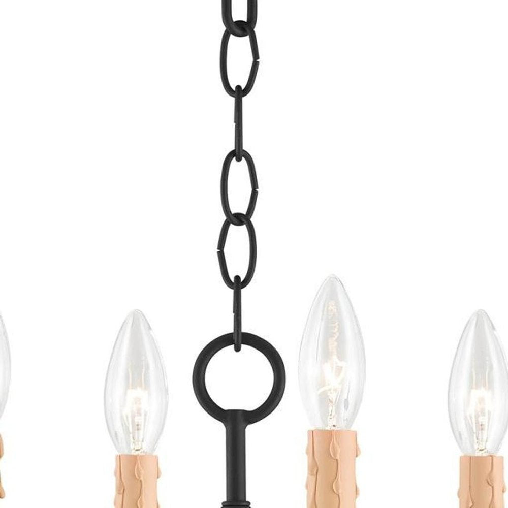 Black Four Light Metal Dimmable Chandelier With Shades