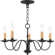 Black Five Light Metal Dimmable Chandelier With Shades