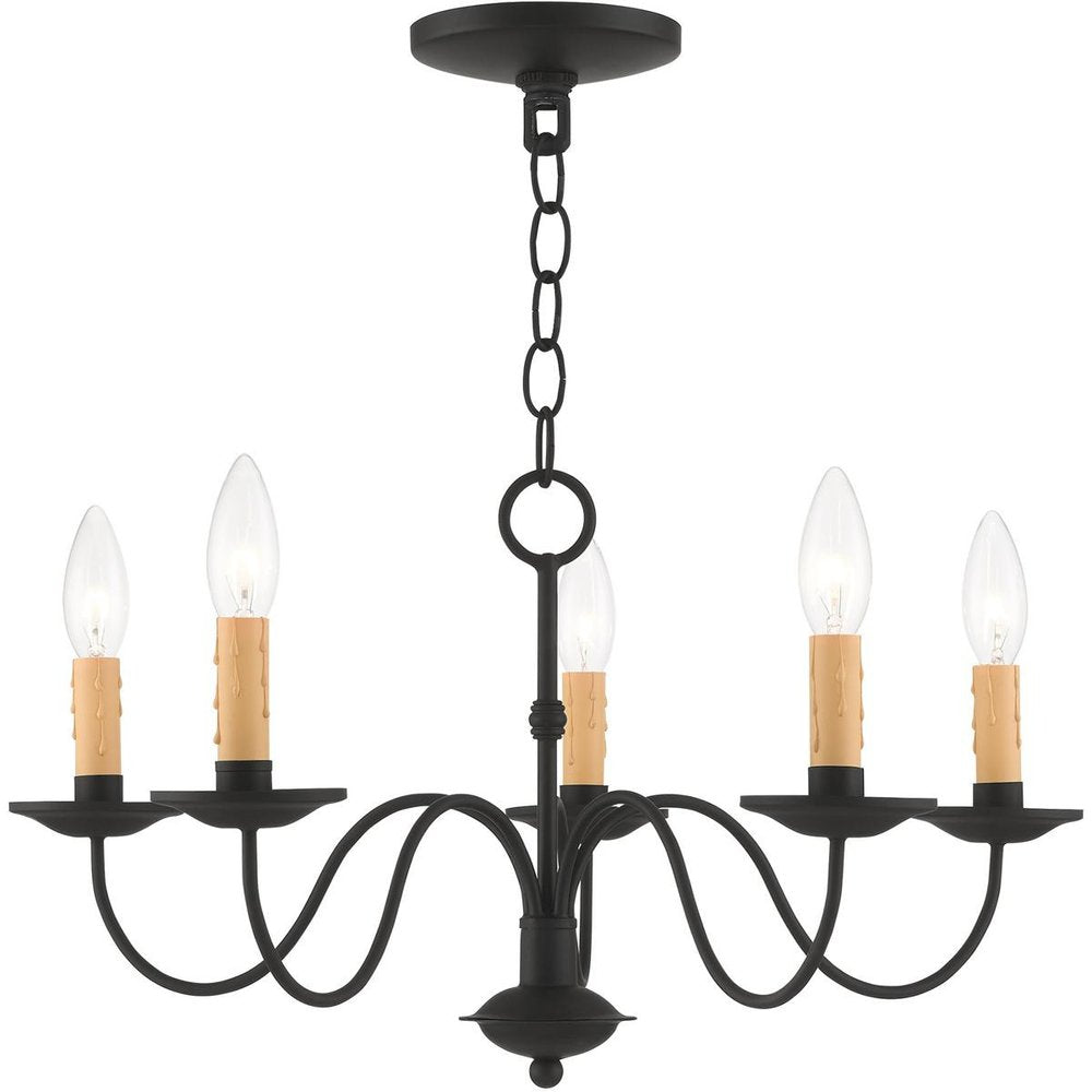 Black Five Light Dimmable Chandelier With Shades