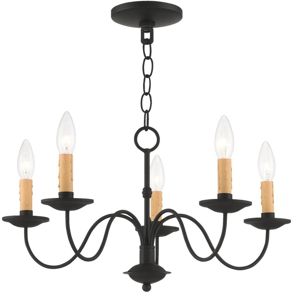 Black Five Light Dimmable Chandelier With Shades