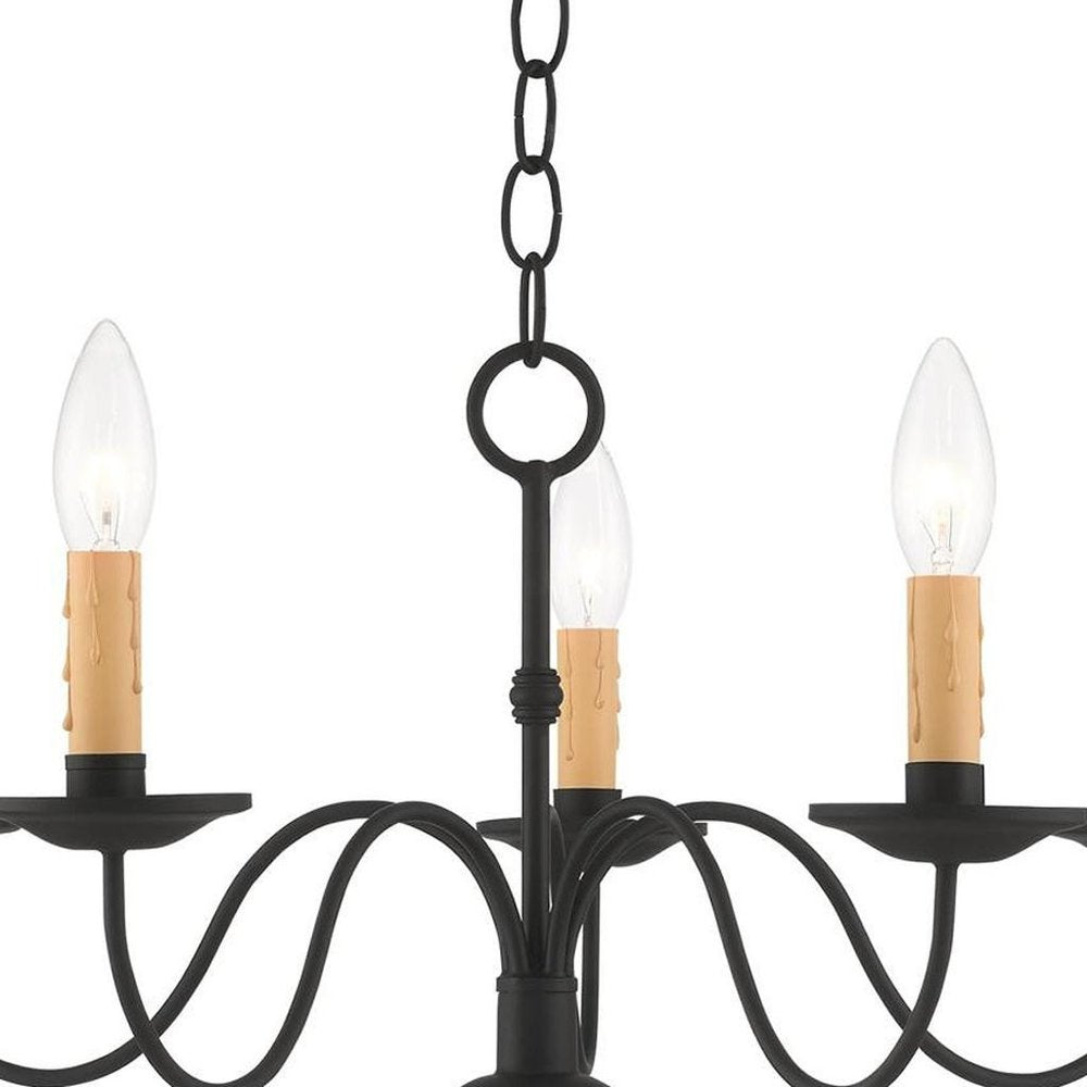 Black Five Light Dimmable Chandelier With Shades