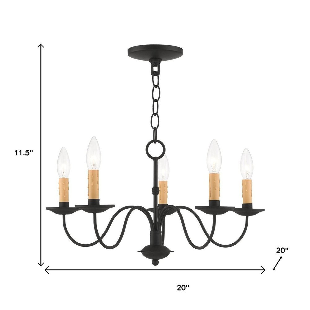 Black Five Light Dimmable Chandelier With Shades