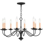 Black Eight Light Dimmable Chandelier With Shades