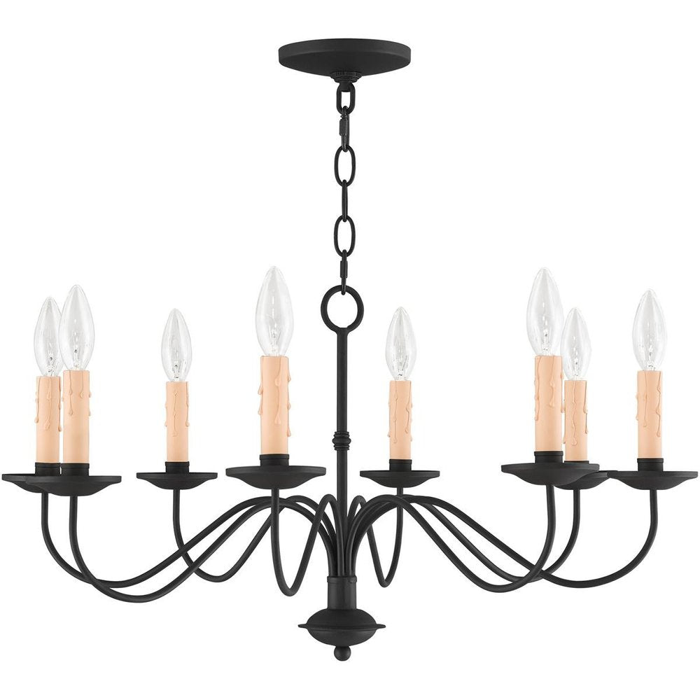 Black Eight Light Dimmable Chandelier With Shades