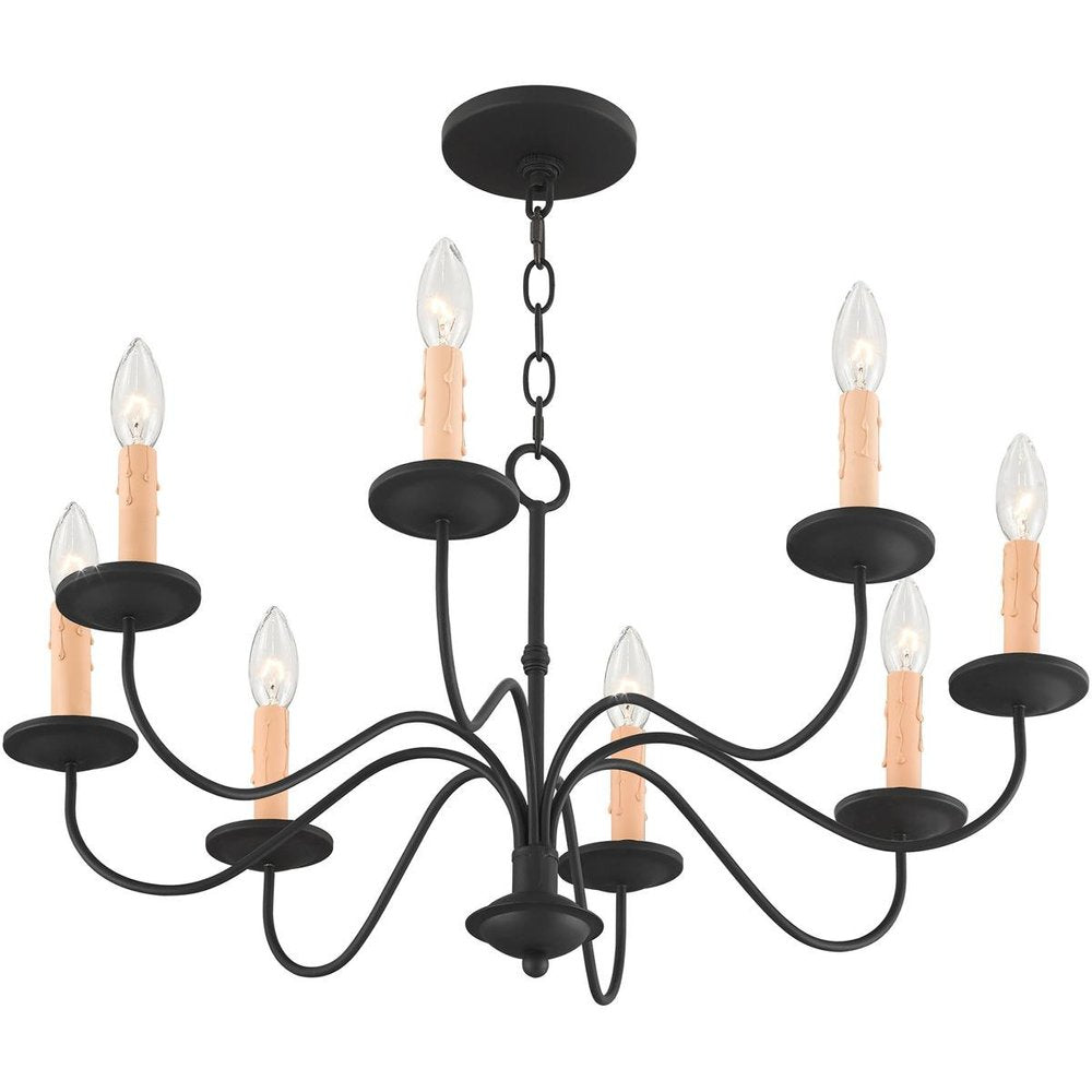 Black Eight Light Dimmable Chandelier With Shades