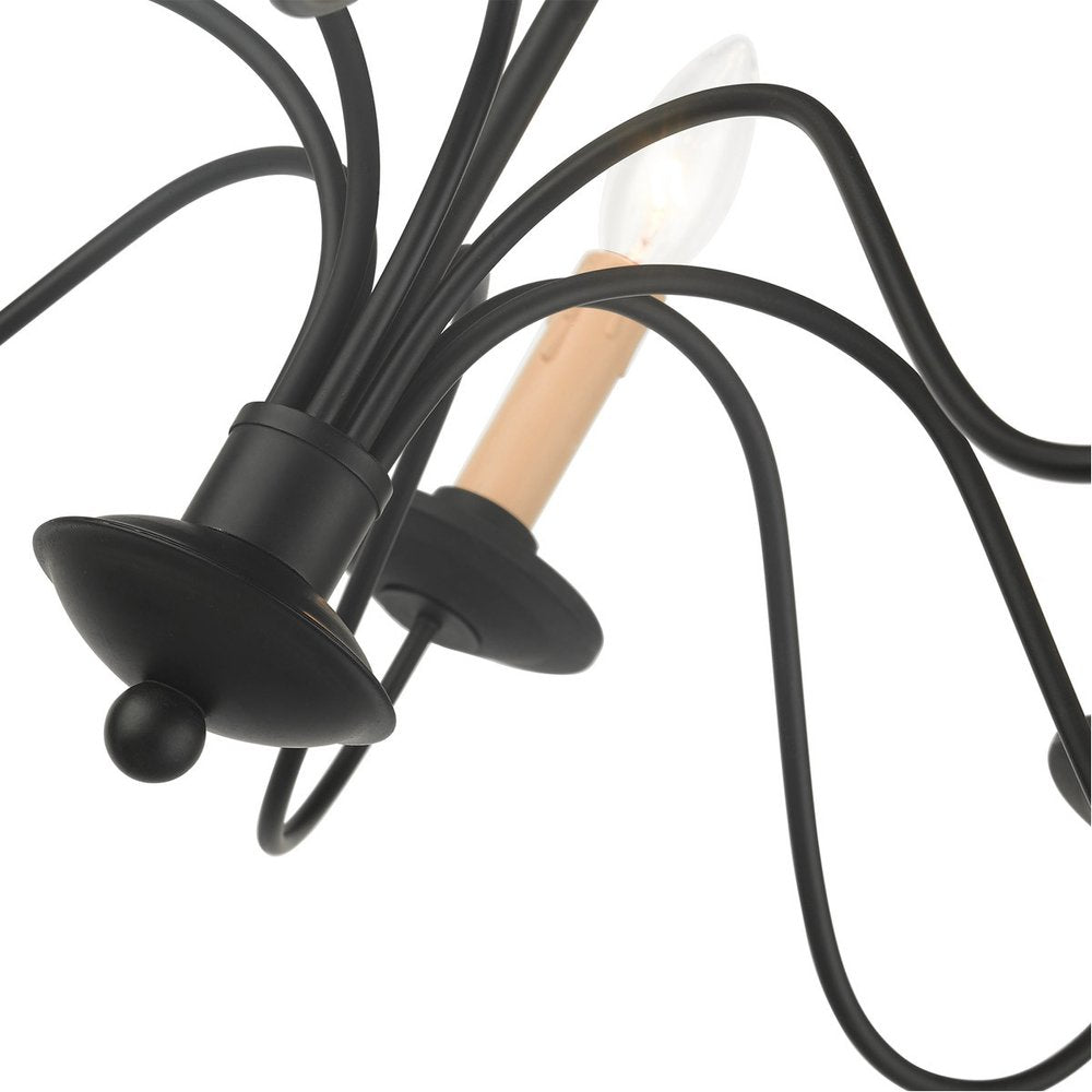 Black Eight Light Metal Dimmable Chandelier With Shades