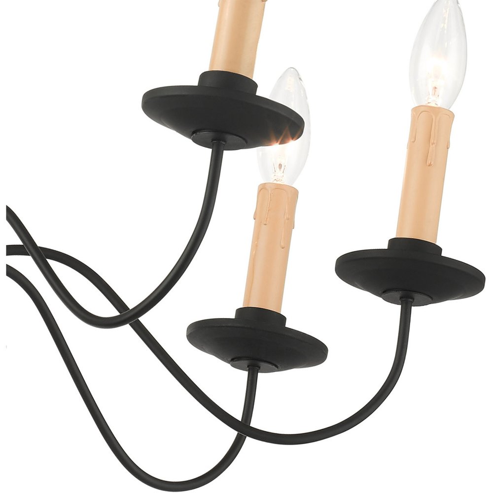 Black Eight Light Metal Dimmable Chandelier With Shades