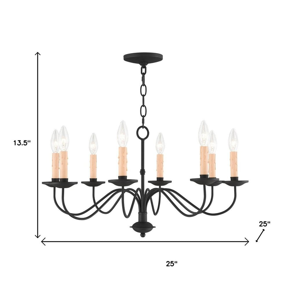 Black Eight Light Metal Dimmable Chandelier With Shades