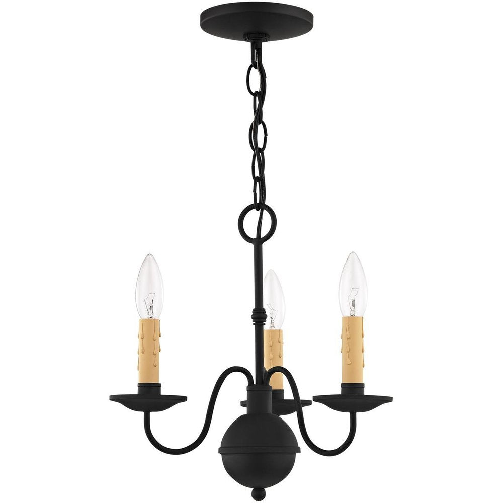 Black Three Light Metal Dimmable Chandelier With Shades