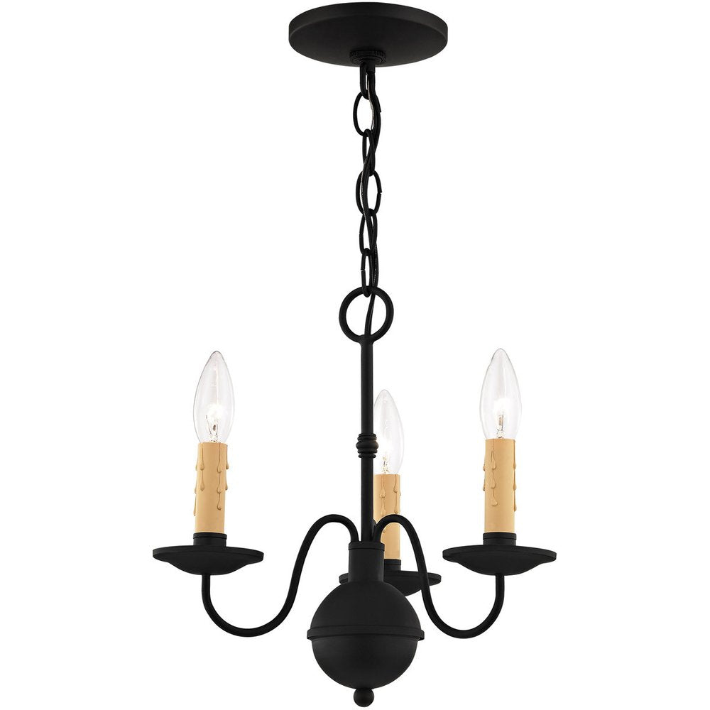 Black Three Light Metal Dimmable Chandelier With Shades