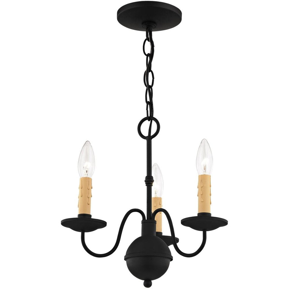 Black Three Light Metal Dimmable Chandelier With Shades