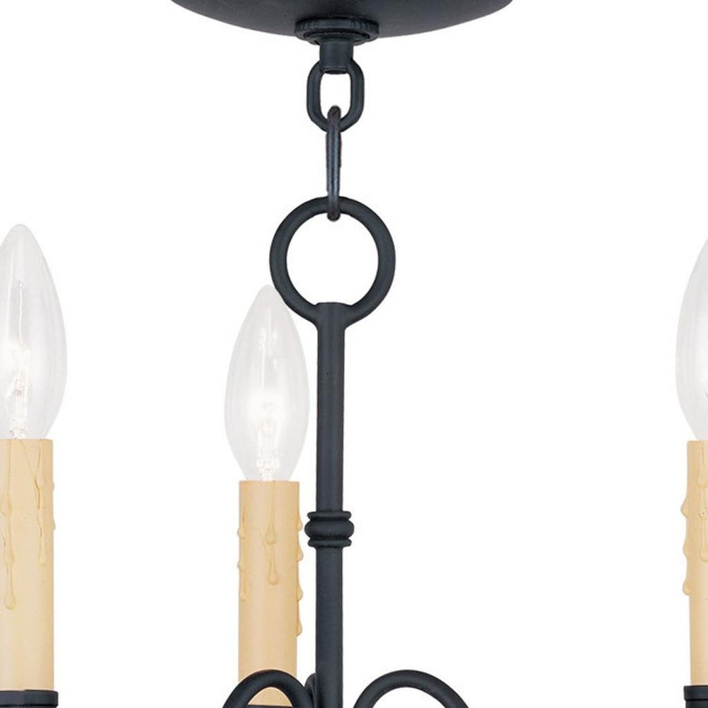 Black Three Light Metal Dimmable Chandelier With Shades