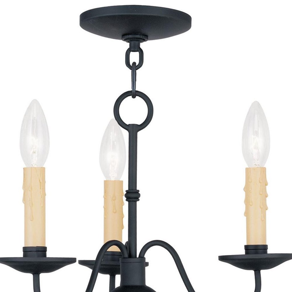 Black Three Light Metal Dimmable Chandelier With Shades