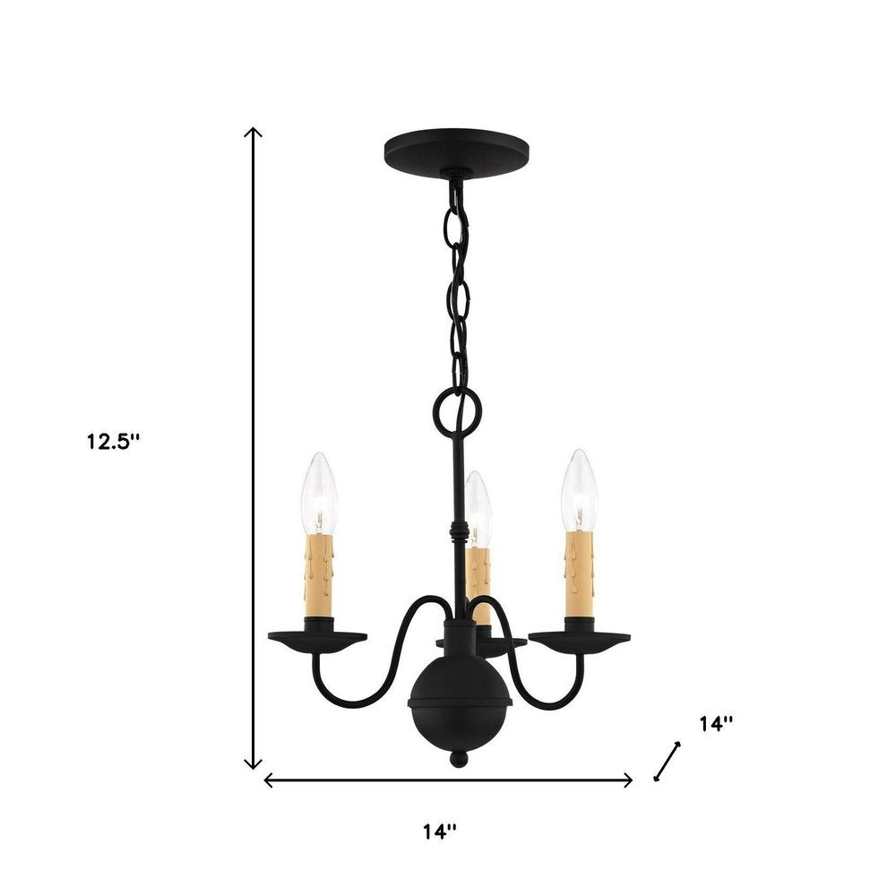 Black Three Light Metal Dimmable Chandelier With Shades
