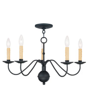 Black Five Light Dimmable Chandelier With Shades