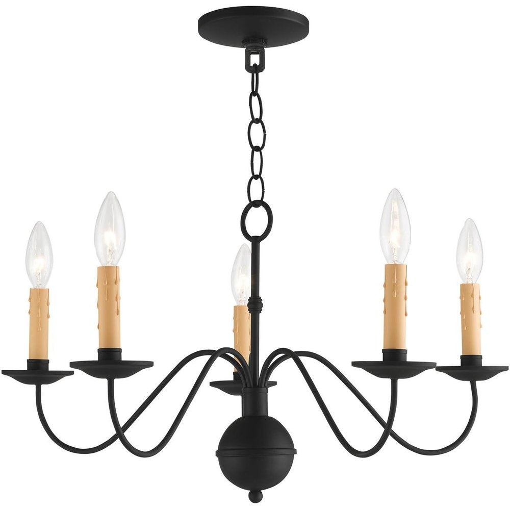 Black Five Light Dimmable Chandelier With Shades