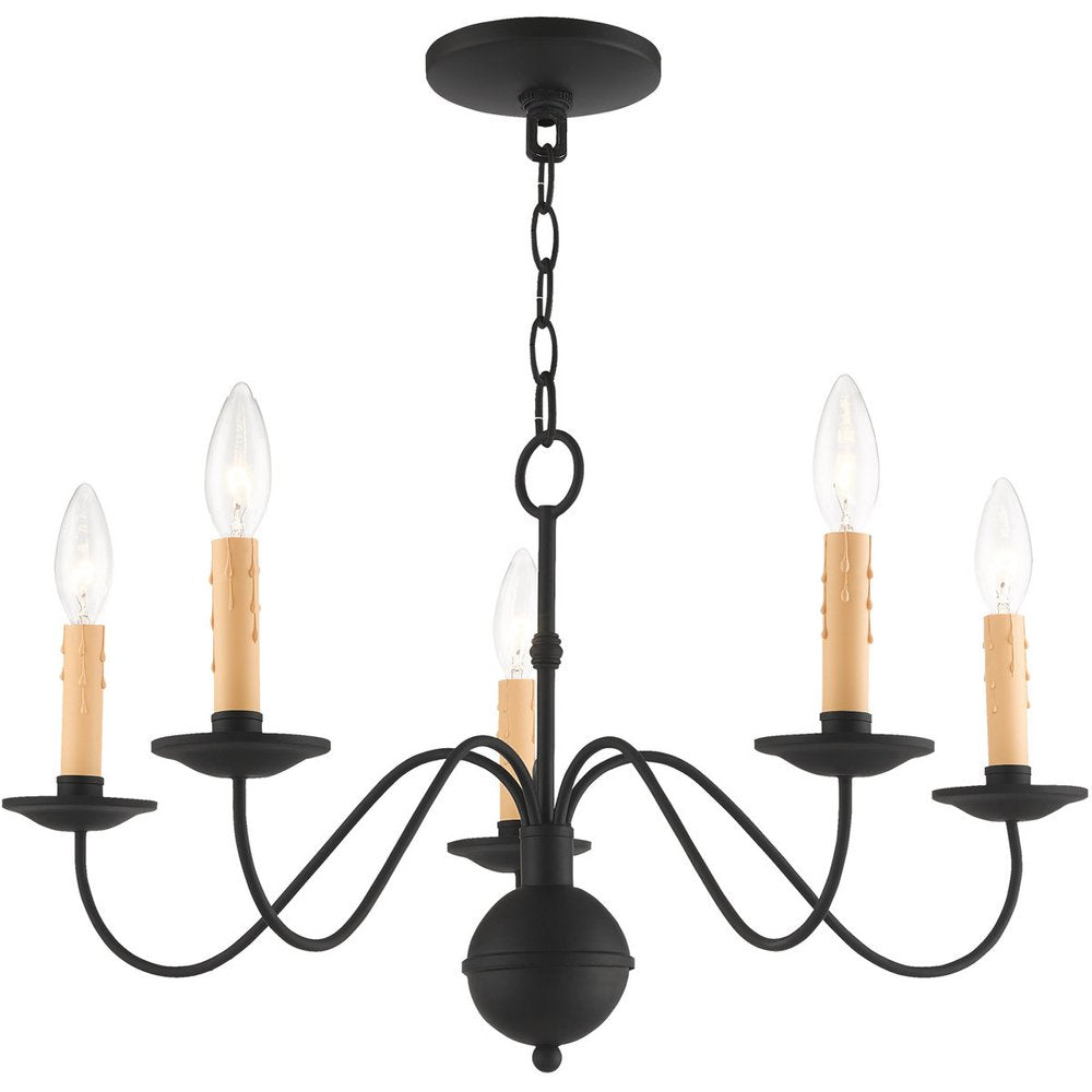 Black Five Light Dimmable Chandelier With Shades
