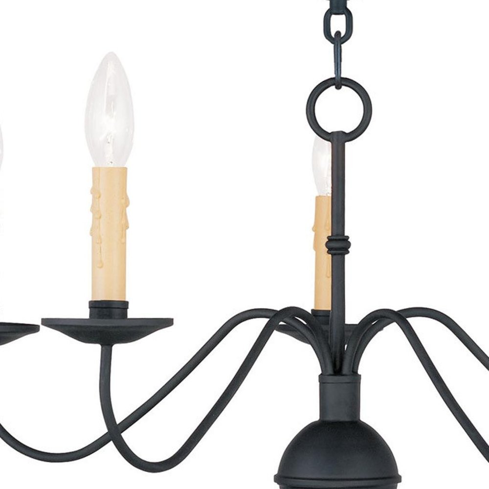 Black Five Light Metal Dimmable Chandelier With Shades