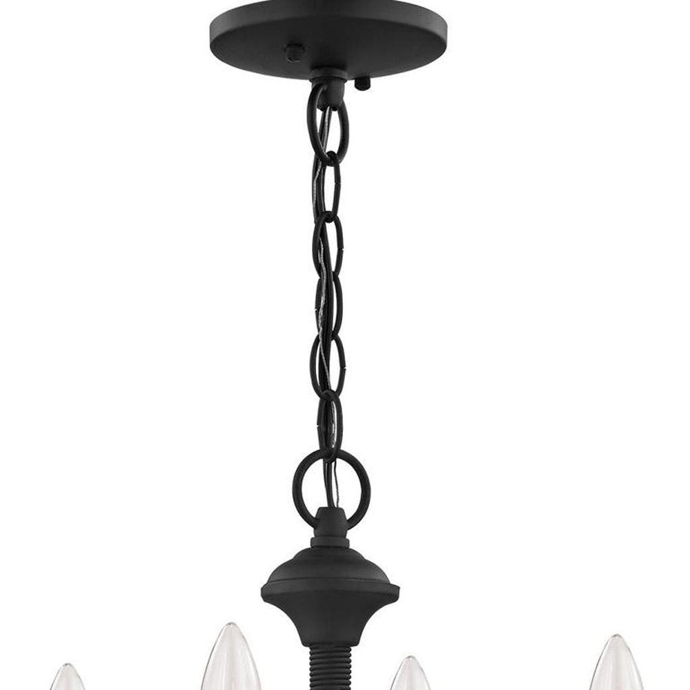Black Four Light Metal Dimmable Chandelier With Shades