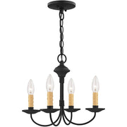 Black Four Light Metal Dimmable Chandelier With Shades