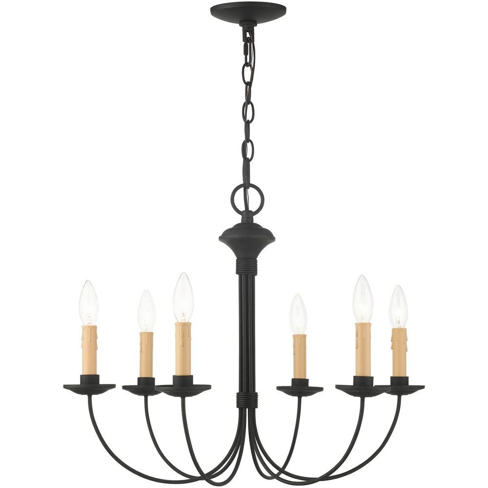 Black Six Light Dimmable Chandelier With Shades