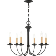 Black Six Light Dimmable Chandelier With Shades