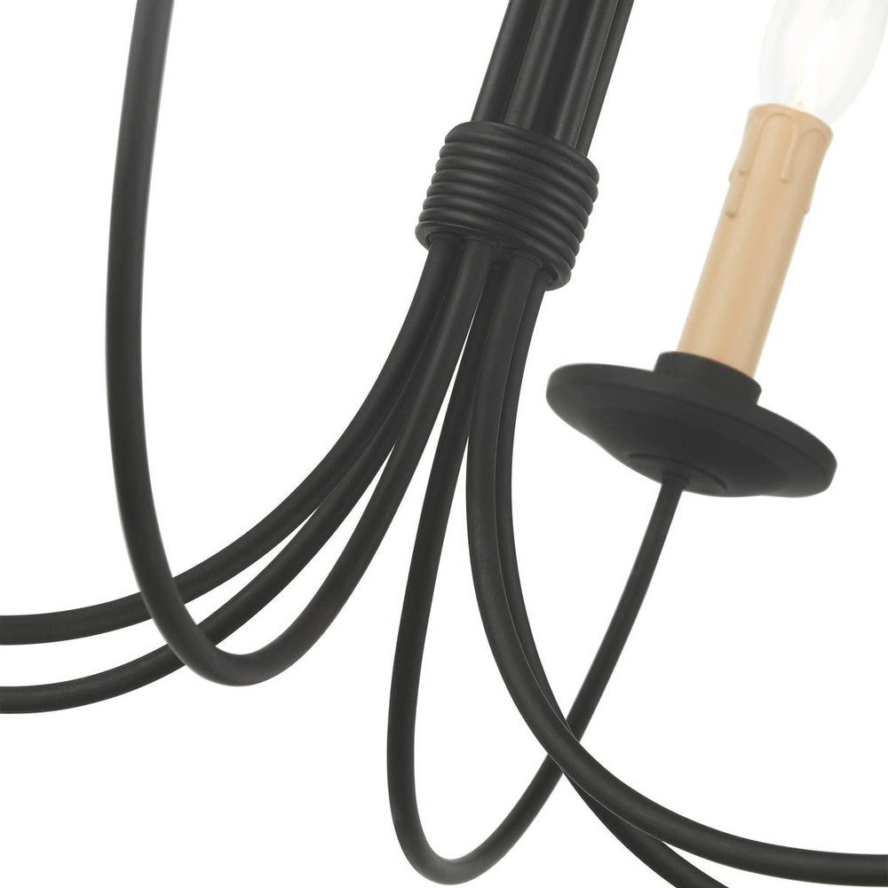Black Six Light Metal Dimmable Chandelier With Shades