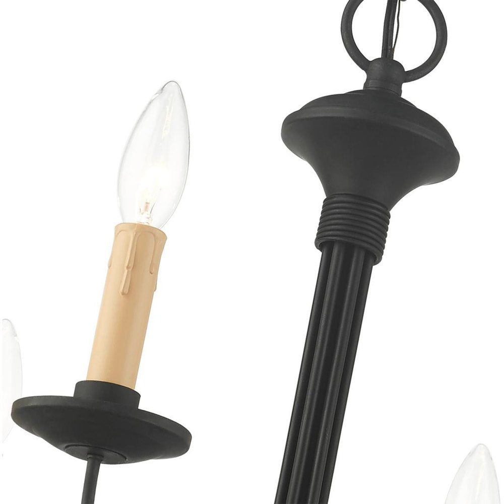 Black Six Light Dimmable Chandelier With Shades