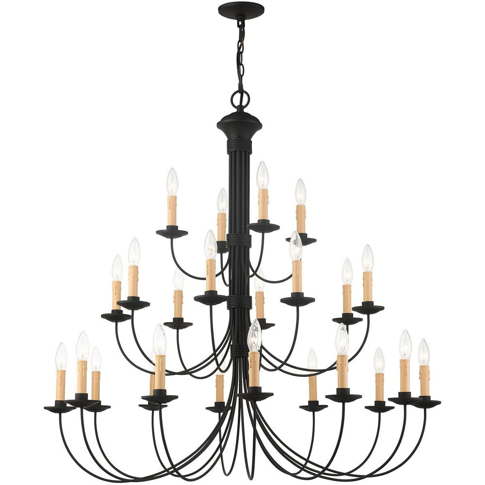 Black Multi Light Metal Dimmable Chandelier With Shades