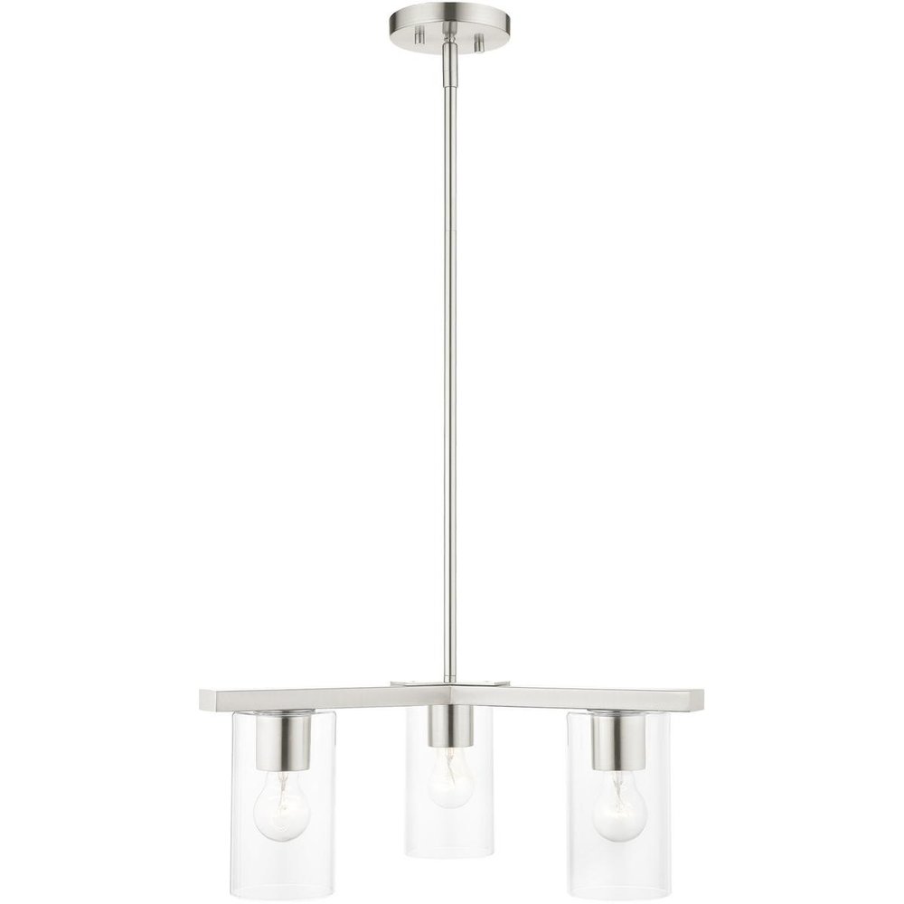 Nickel Three Light Metal Dimmable Chandelier With Shades