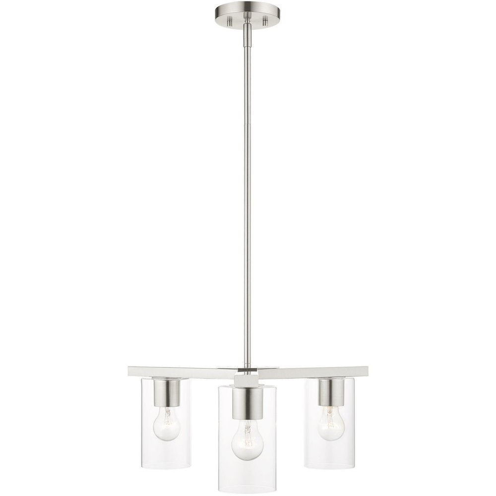 Nickel Three Light Metal Dimmable Chandelier With Shades