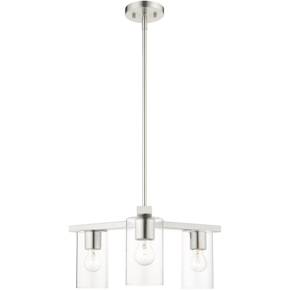 Nickel Three Light Metal Dimmable Chandelier With Shades