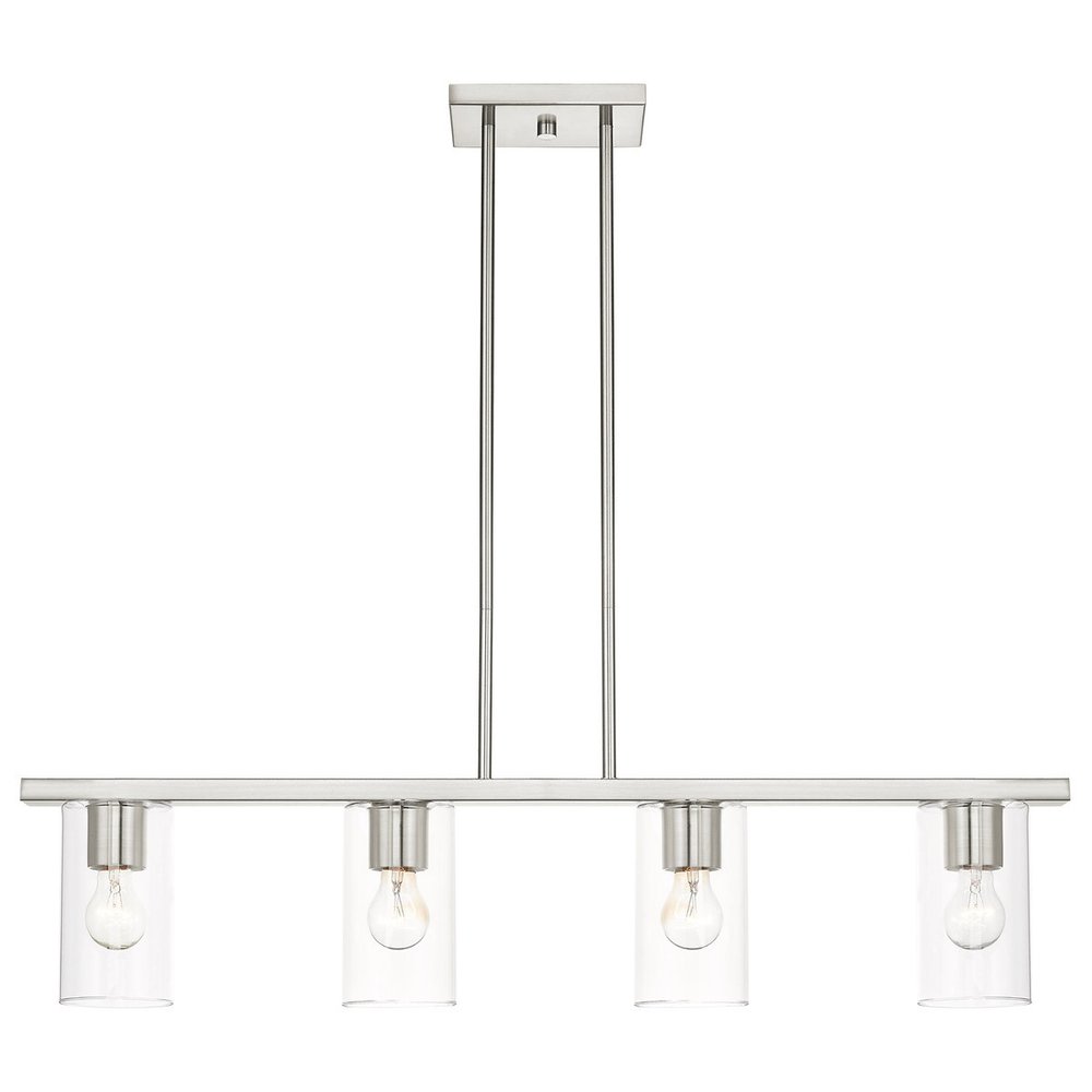 Nickel Four Light Metal Dimmable Chandelier With Shades