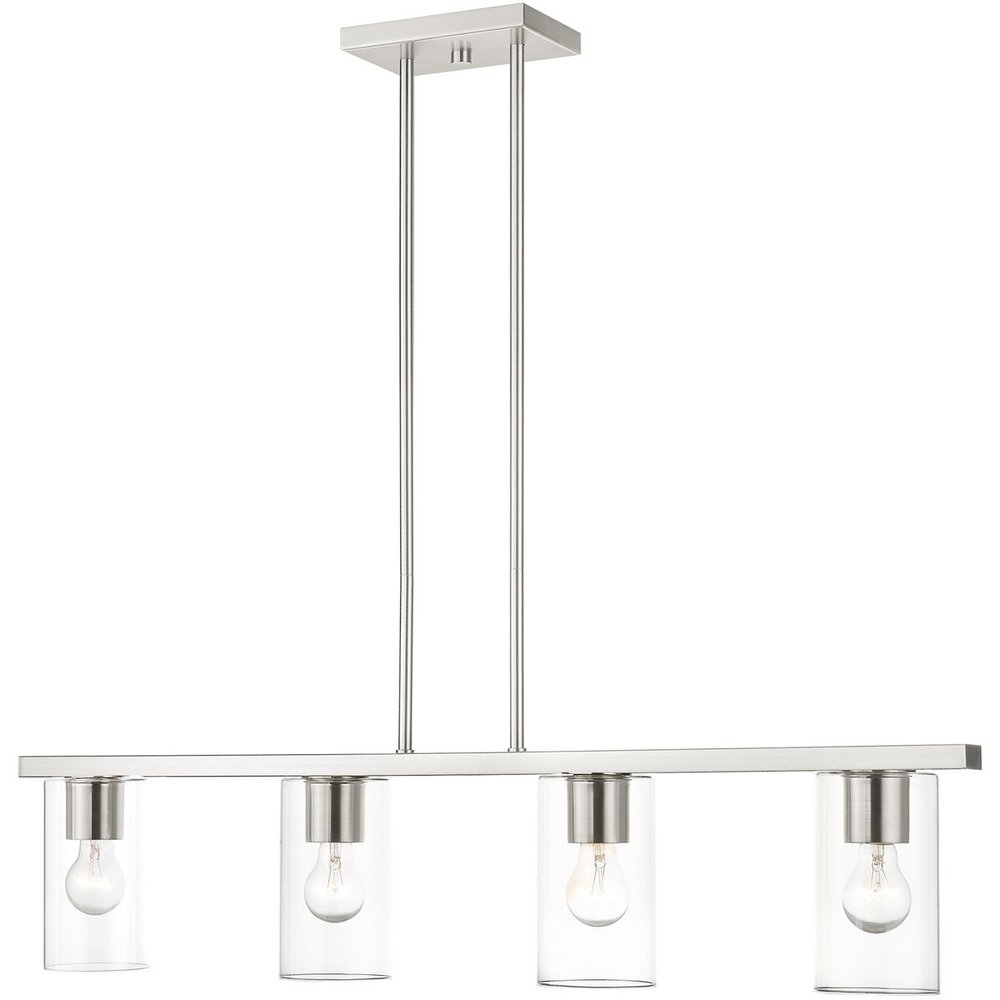 Nickel Four Light Metal Dimmable Chandelier With Shades