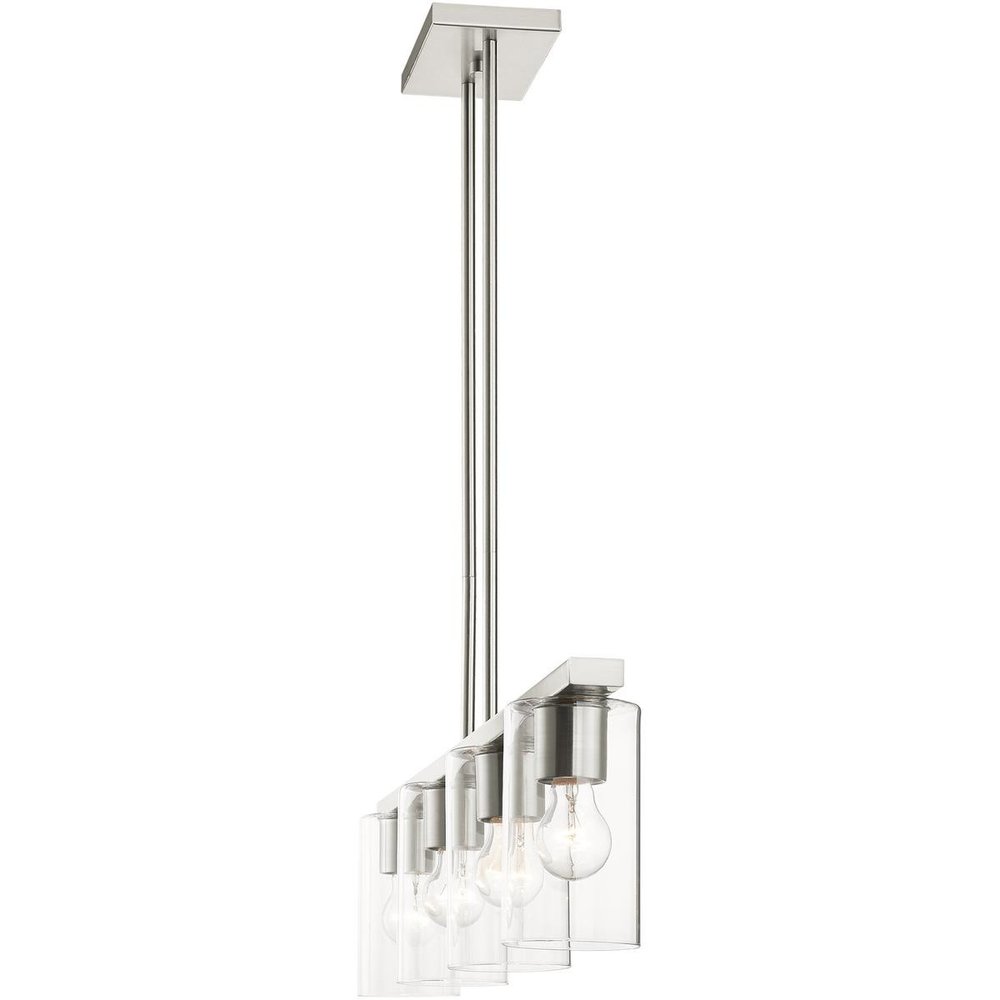 Nickel Four Light Metal Dimmable Chandelier With Shades