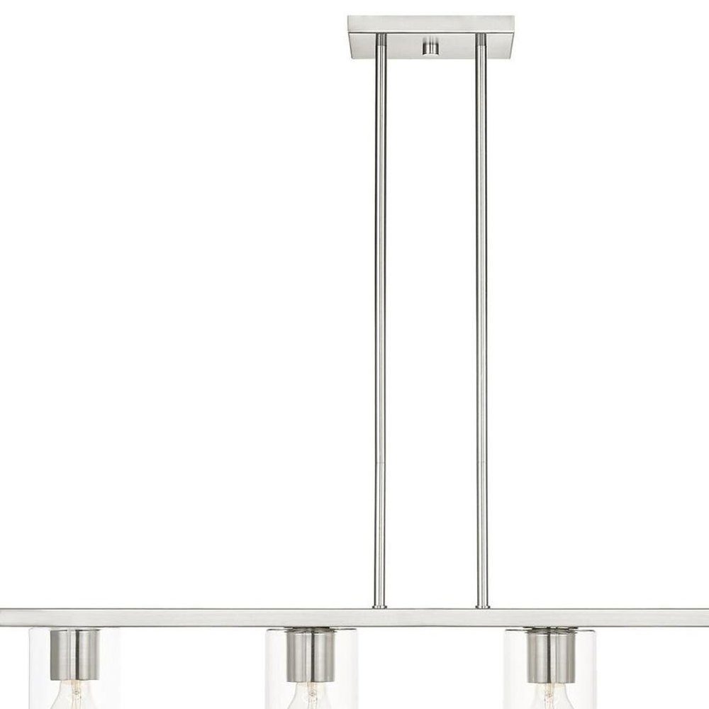 Nickel Four Light Metal Dimmable Chandelier With Shades