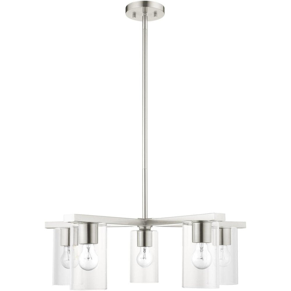 Five Light Dimmable Chandelier With Shades