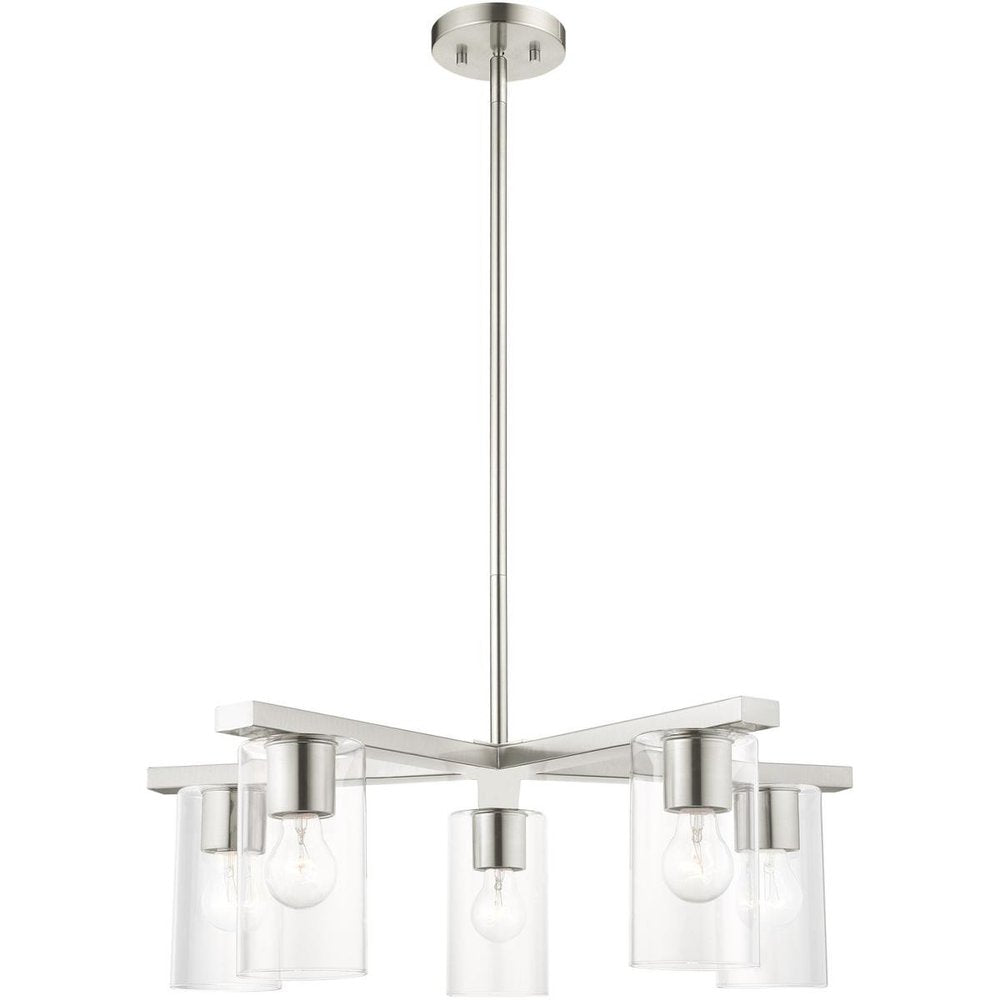 Five Light Dimmable Chandelier With Shades