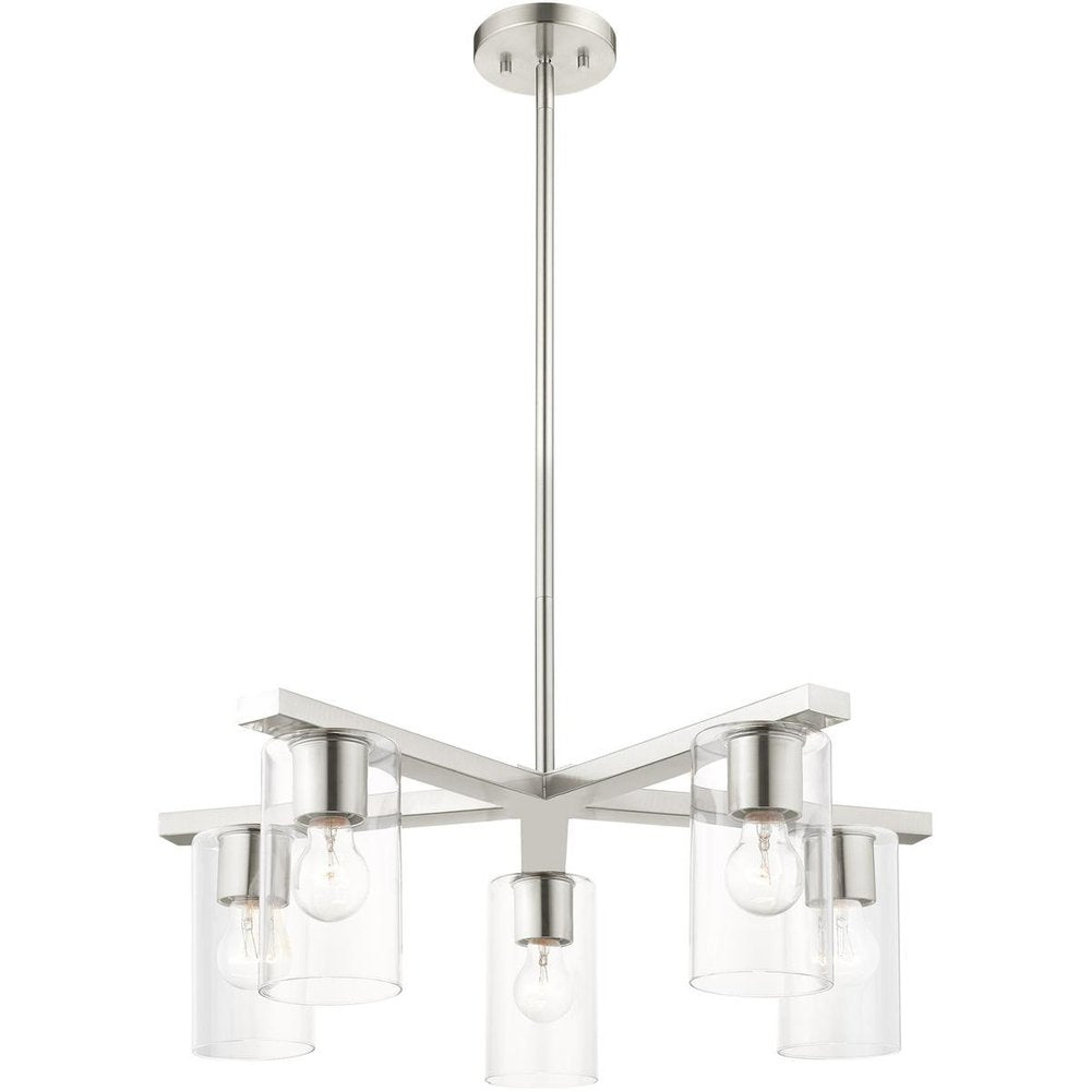 Five Light Dimmable Chandelier With Shades